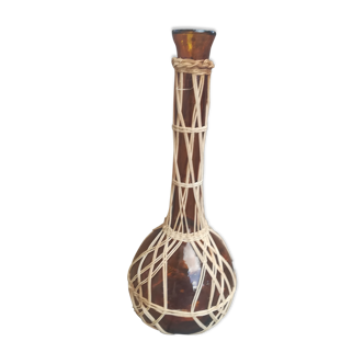 Vase verre et rotin