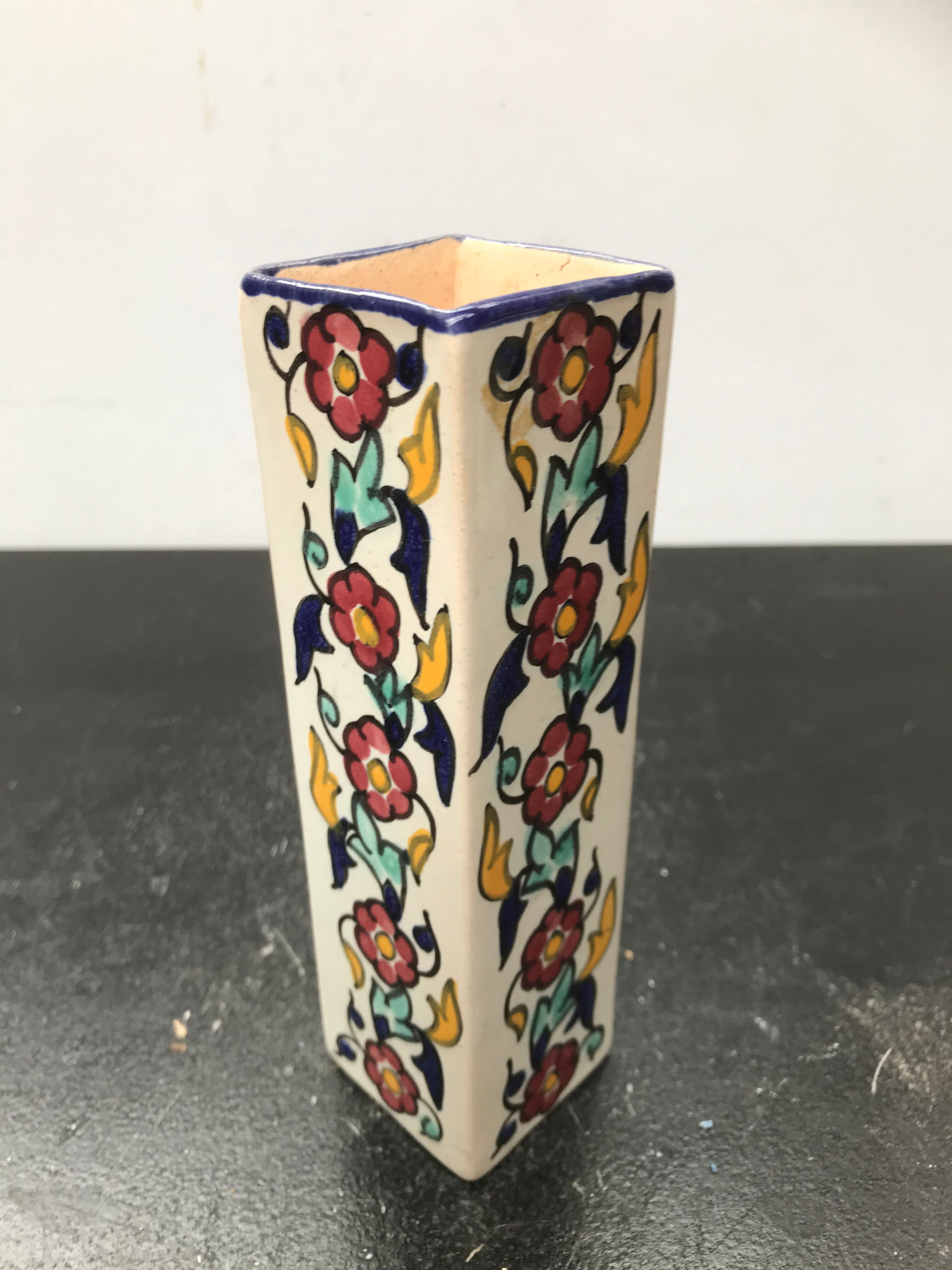 Former vase square ceramic decor vintage flowers