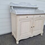 Patinated bathroom cabinet with marble 1940s