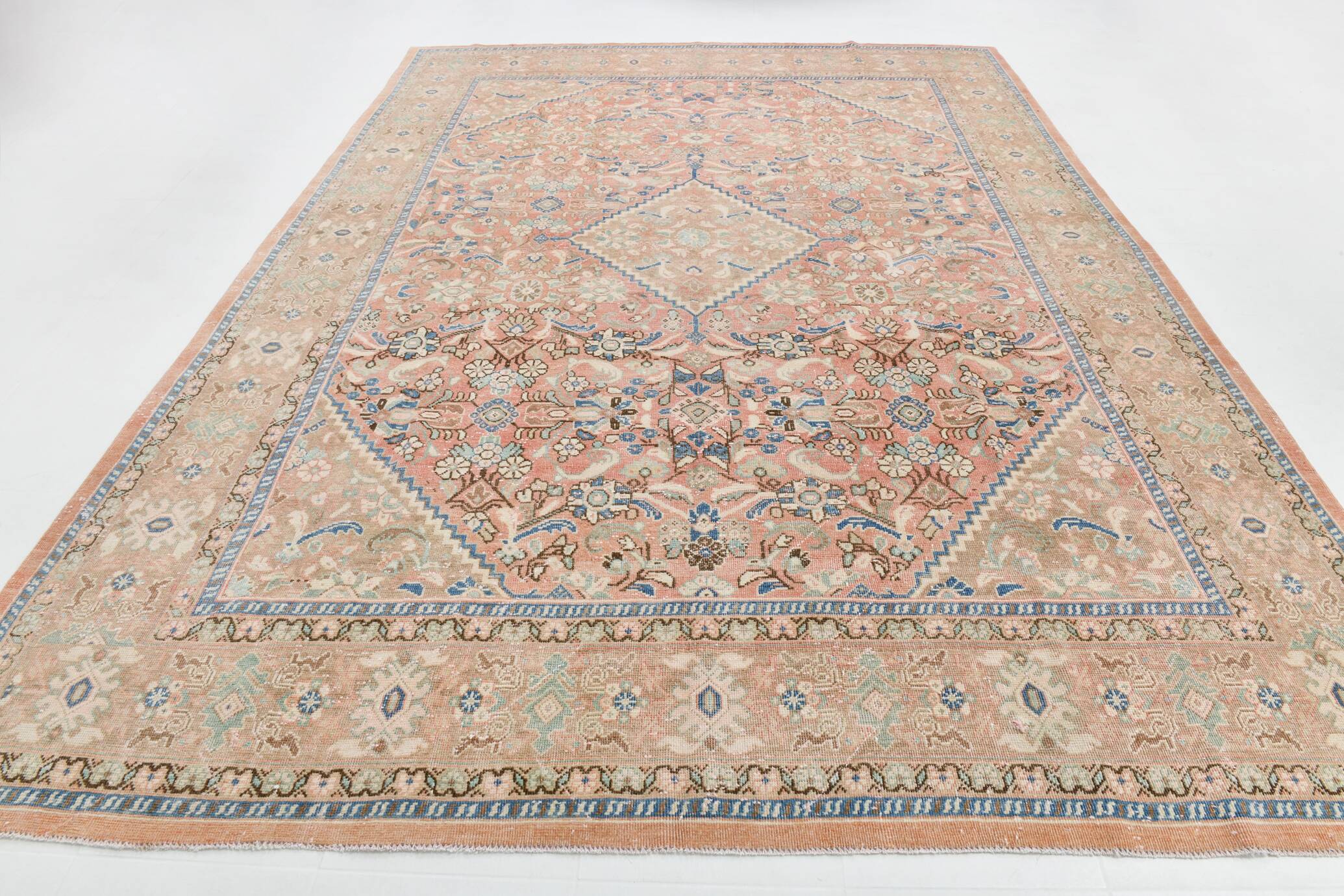 Pink Elegant Decorative Vintage Persian Rug For Living Room, 284x393 Cm