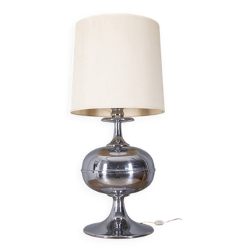 Large vintage 1970s table lamp in chromed metal, Italian design