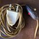 Old workshop lamp, silver metal, flexible, 1950