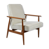 Vintage original armchair "Fox" designed by H. Lis 1970s, beige fabric, fully renovated