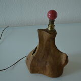Modernist brutalist lamp free form years 60 olive wood