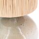 Lampe de potier en grès gris, abat jour en raphia, années 70