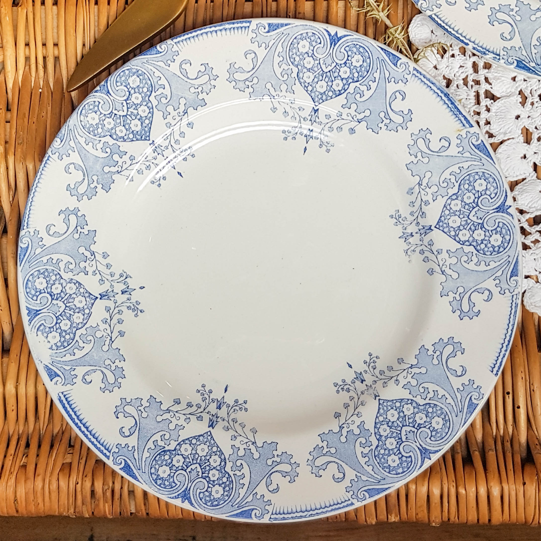 Set of 4 large flat plates iron earth k-g luneville model "mauresque" 1890