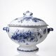 Fine earthenware soup tureen Sarreguemines model Carmen, blue decoration 19th-20th century.