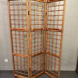 BHV - Screen three ventaux in bamboo and rattan