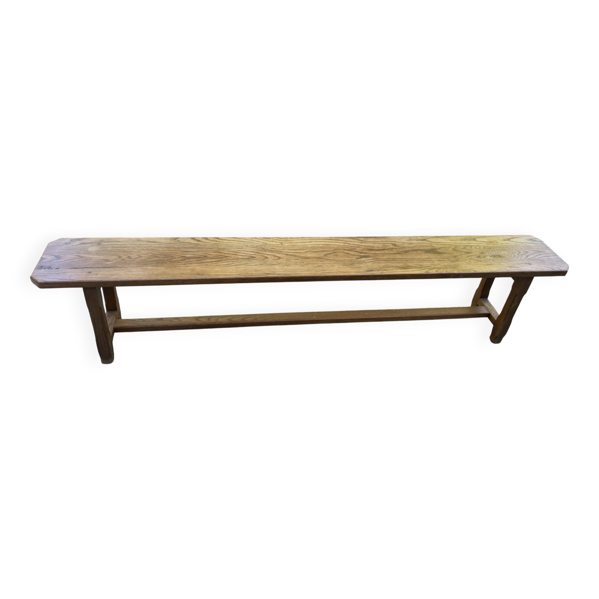 Solid oak farmhouse bench 220cm for rustic farmhouse table 1950