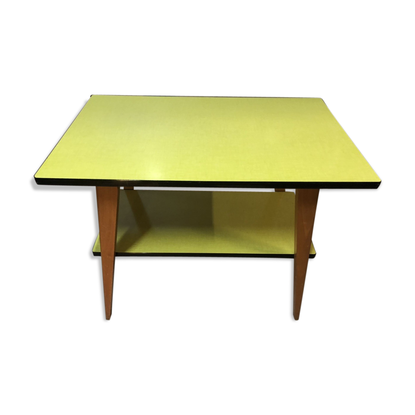 Table en Formica jaune 2 plateaux, 50’s