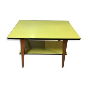 Table en Formica jaune 2 plateaux,