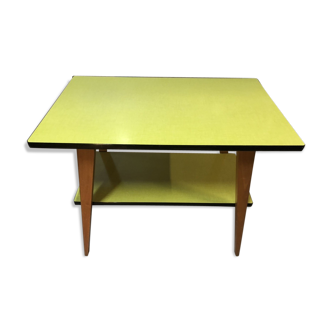 Table en Formica jaune 2 plateaux, 50’s