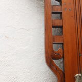 Art nouveau entrance cherry tree wood coat rack with mirror 1890s