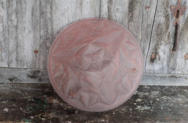 Vasque lustre art déco vintage, vasque suspension motifs feuilles, rose