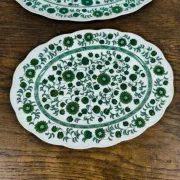 Set of 2 oval porcelain dishes Rosenthal Monbijou "Giscard" green