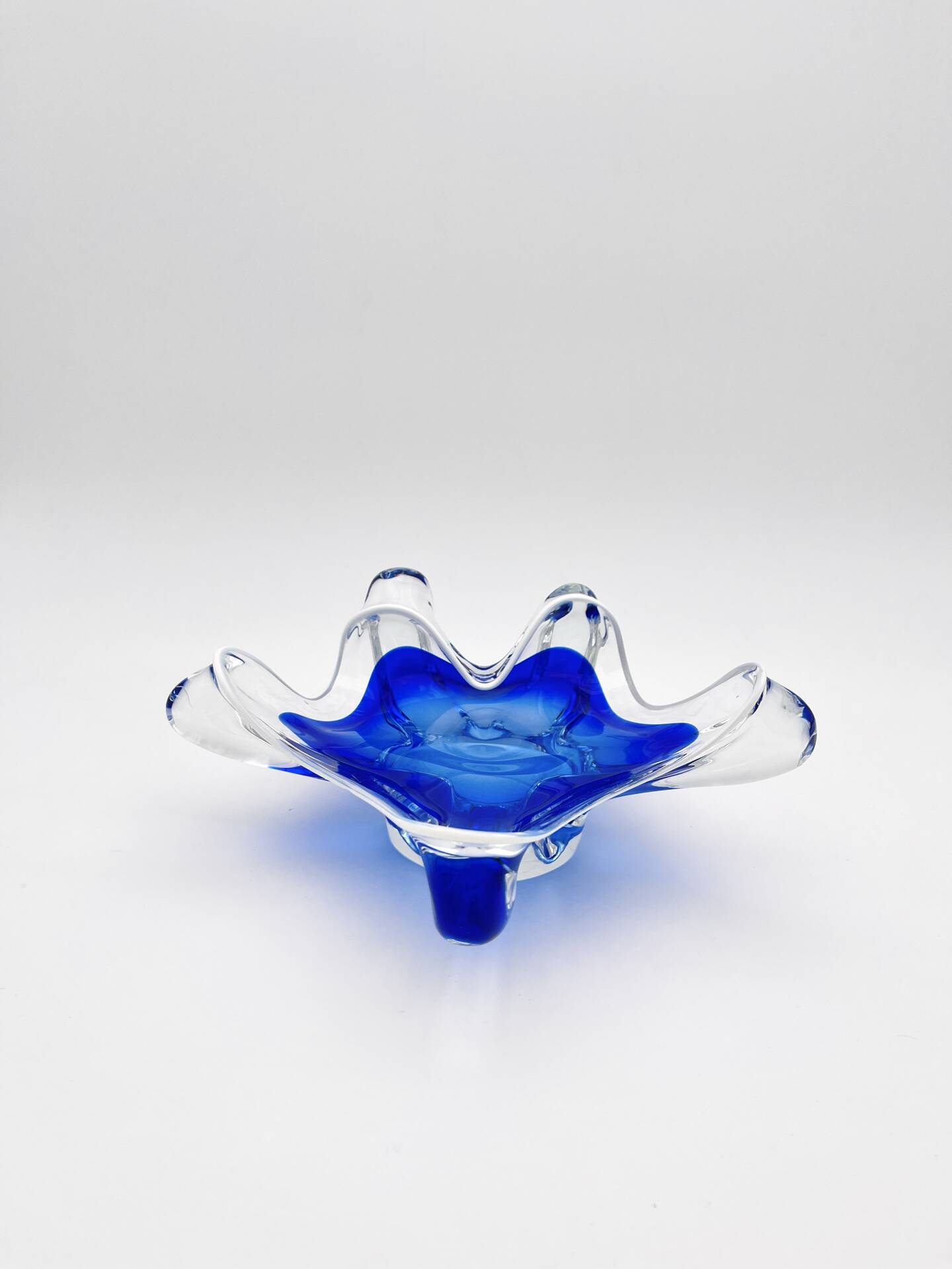 Cup Josef Hospodka Chribska Cristal Bleu Cobalt White Trim 24cm