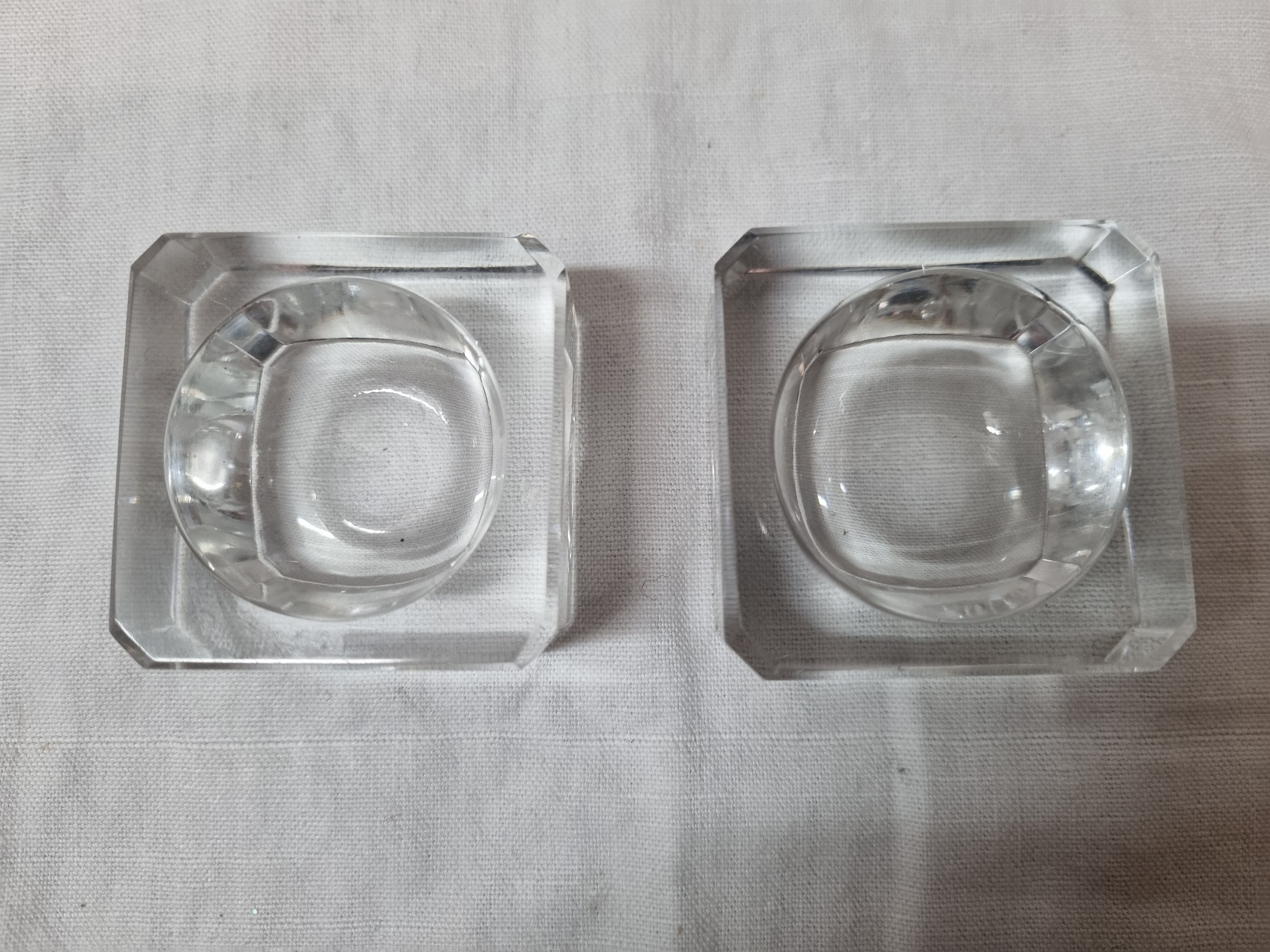 Pair of table candle holders, crystal from 1970
