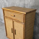 Buffet - Chest of drawers in woven rattan and vintage natural bamboo