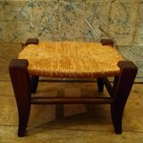 Children's straw chair and oak stool