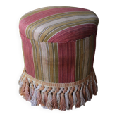 Small vintage stool / pouffe with fringes, boudoir style.