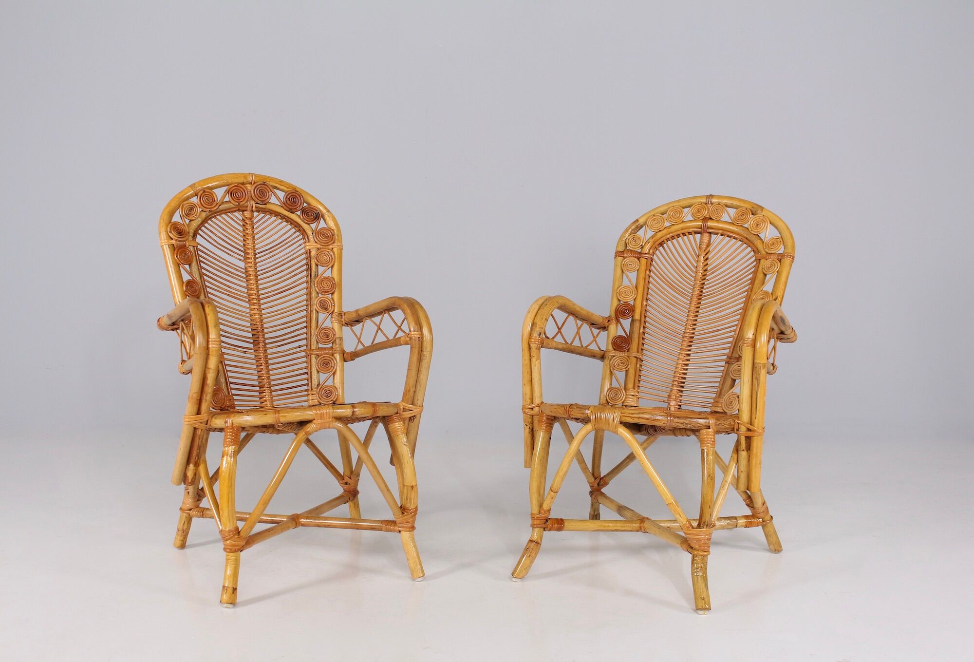2 bamboo armchairs "wicker chairs"