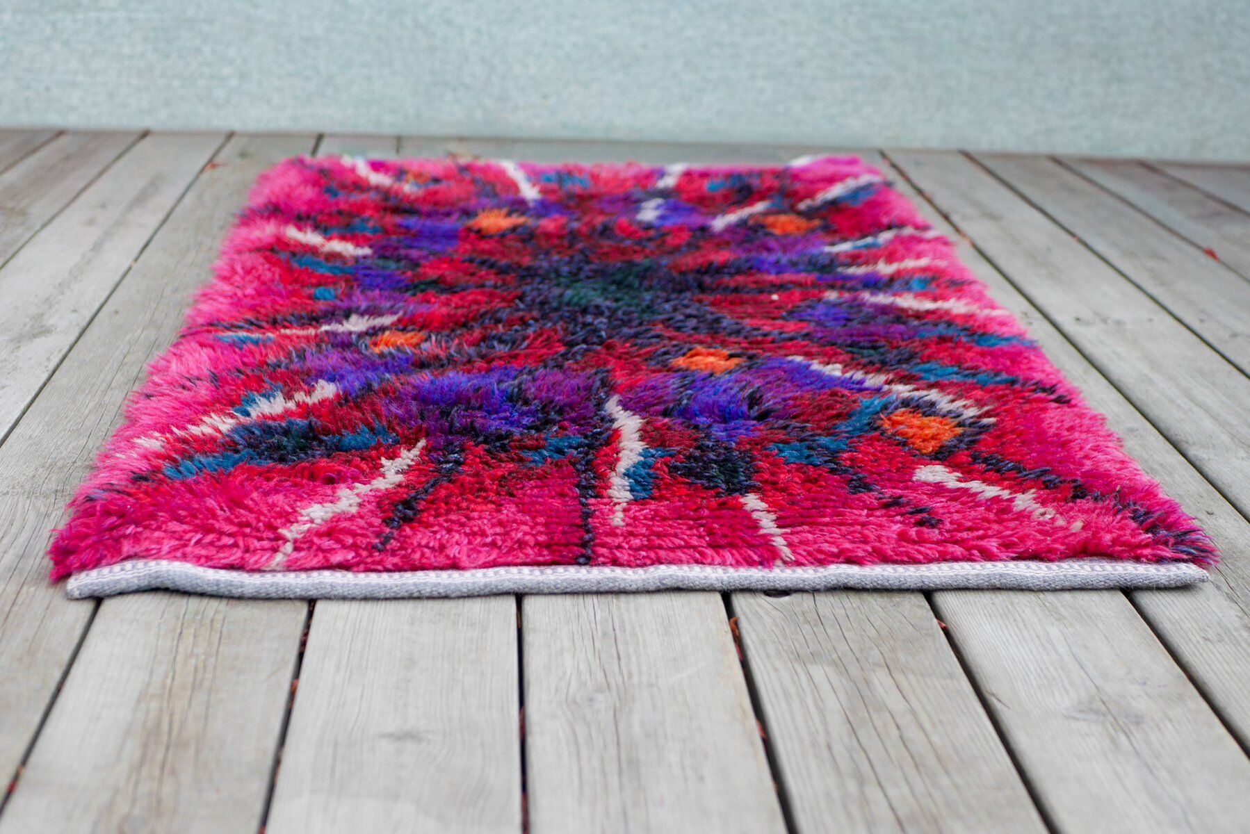 Swedish Tibetan Rya rug with flower by Jagarz for Rya