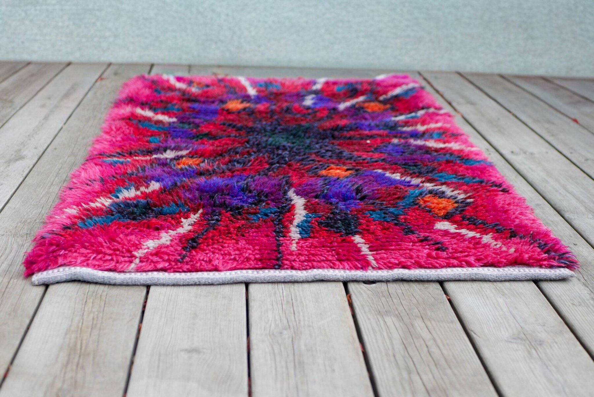 Swedish Tibetan Rya rug with flower by Jagarz for Rya