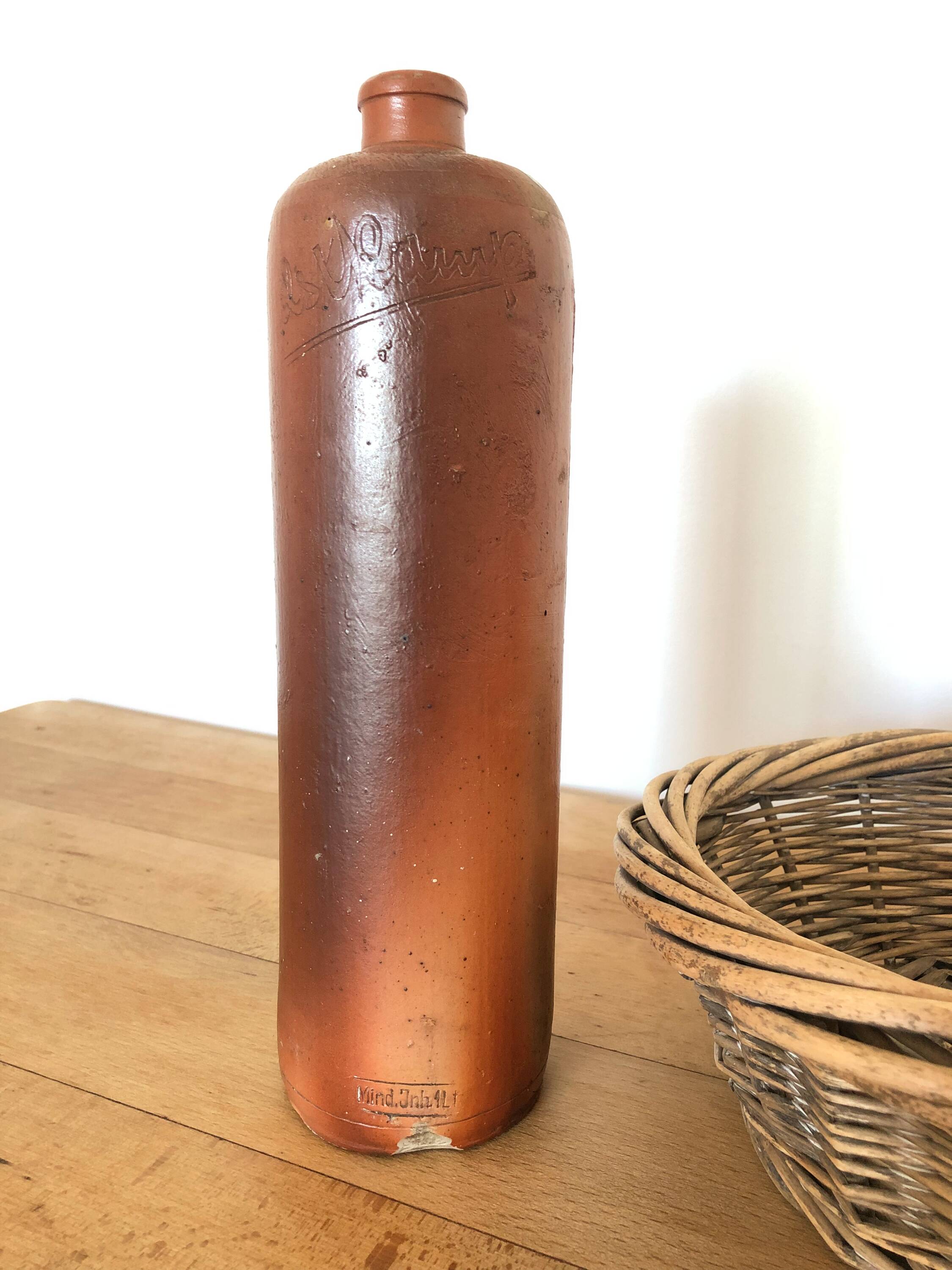 Set of 5 antique glazed stoneware bottles