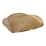 Acrylic glass plateau, caning & brass, 1970, attributed to Roche Bobois.
