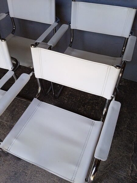 4 armchairs leather bauhaus design