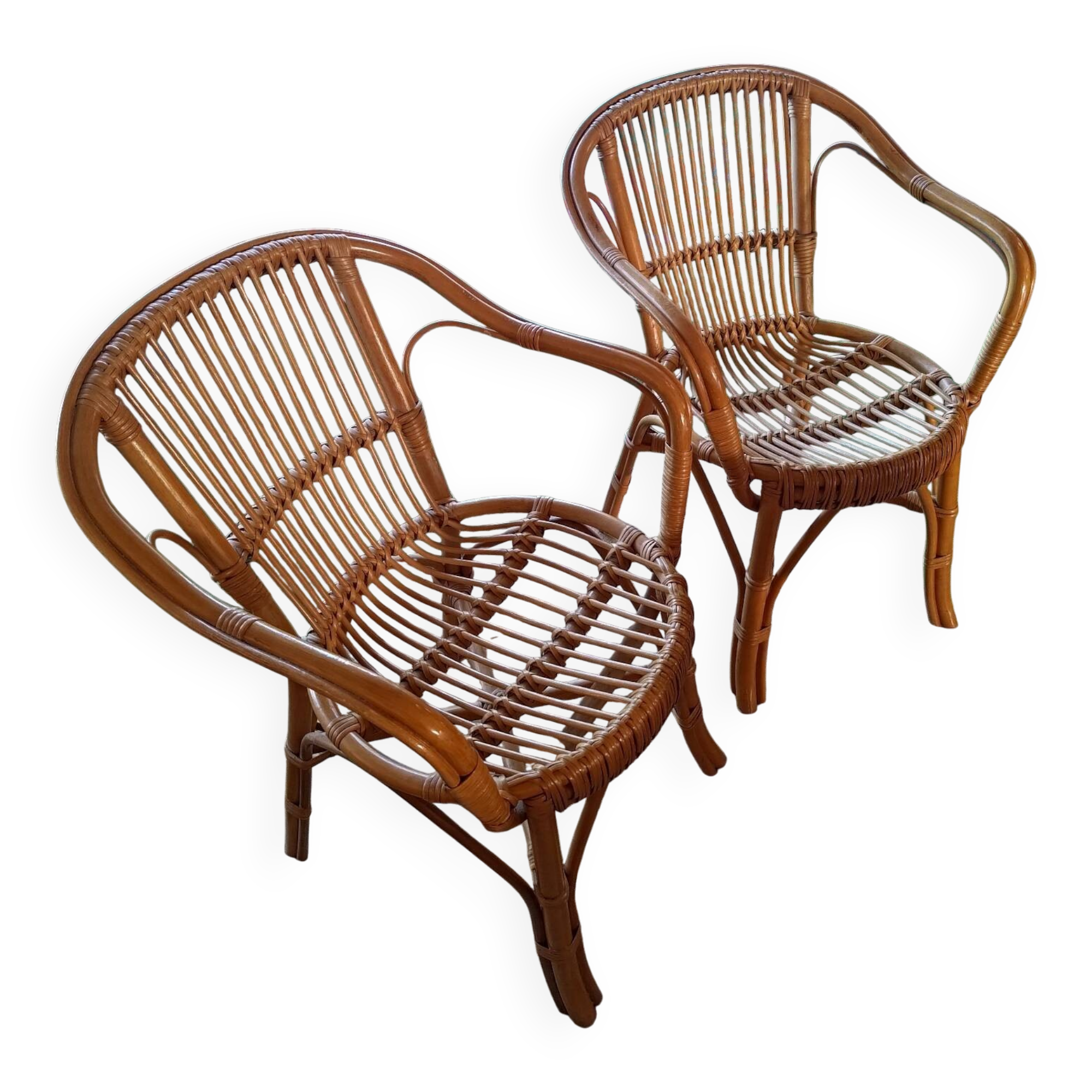 Pair of rattan armchairs