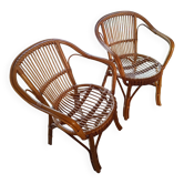 Pair of rattan armchairs