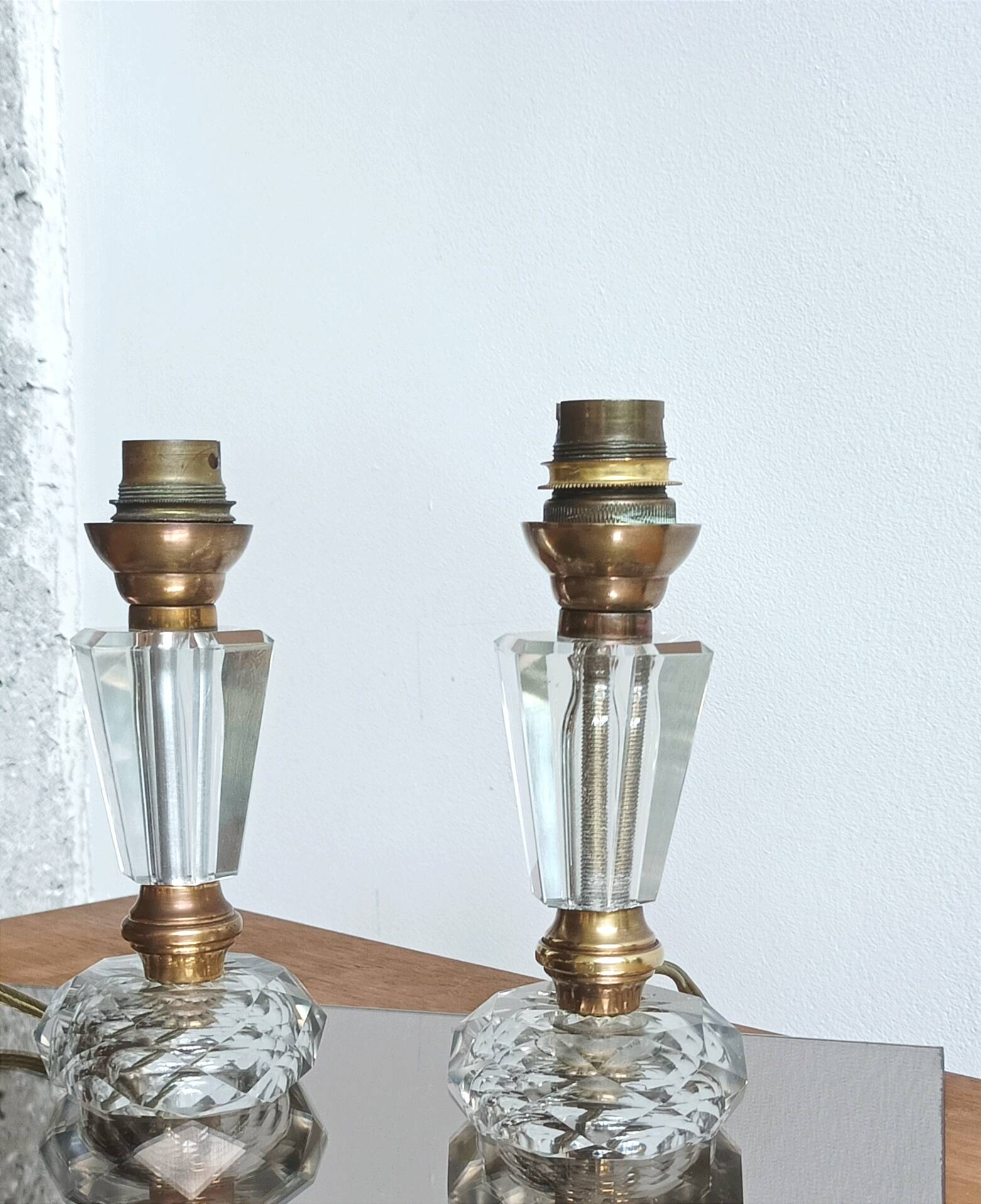 Crystal and brass lamp base