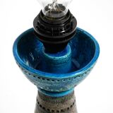 1960s Rimini Blue ceramic table lamp by Aldo Londi for Bitossi Italy