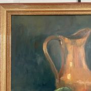 Old Oil Painting Still Life Golden Frame Signed Marcille 1990