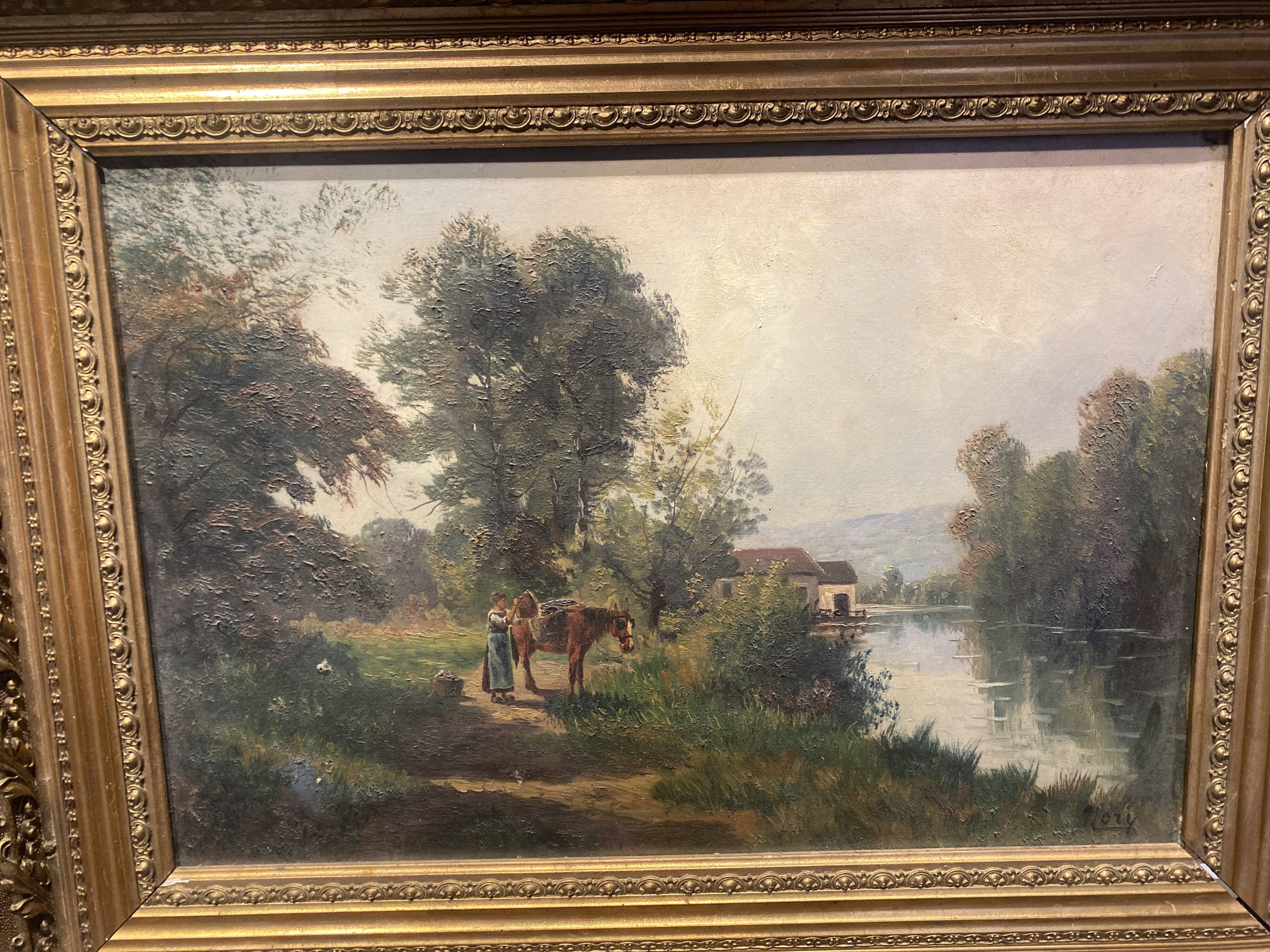 Huile sur toile encadrée paysage
