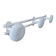 White lacquered metal wall coat rack with 3 hooks, 1980