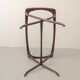 Italian Design Wooden Scissor Frame Side Table with Glass Top. Italy, 1950s