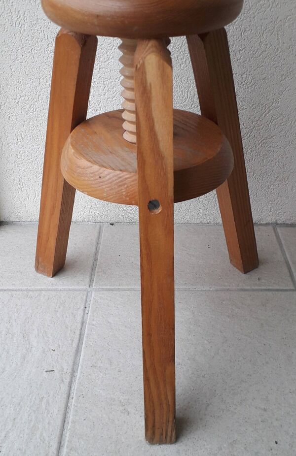 Tabouret à vis en bois