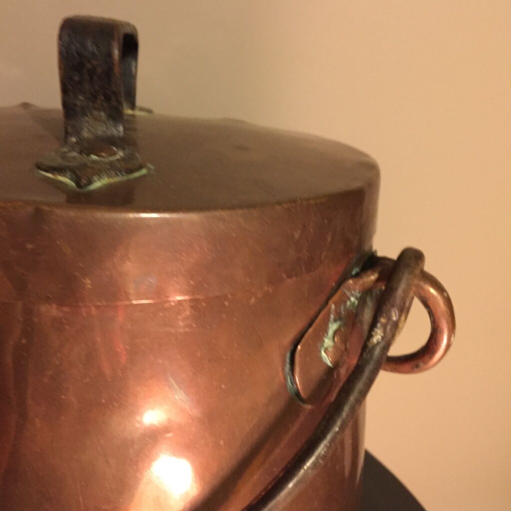 Copper cauldron fireplace pot hides pot deco