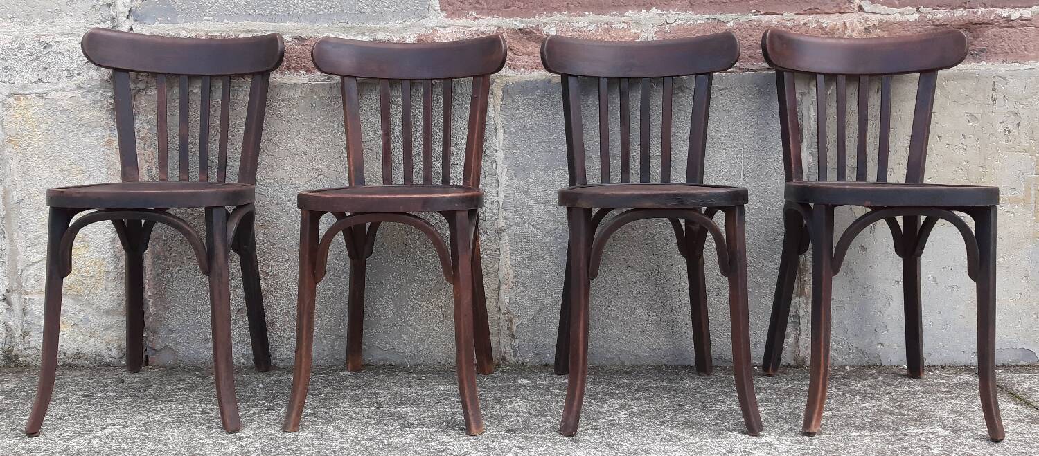 Chaises bistrot Baumann, années 50. (Lot de 4)