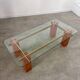 Old glass and burl coffee table Italian design from the 70s vintage