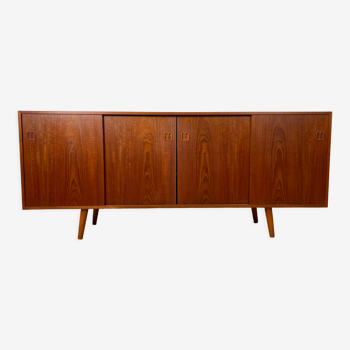 Scandinavian teak sideboard with 4 sliding doors, 60s