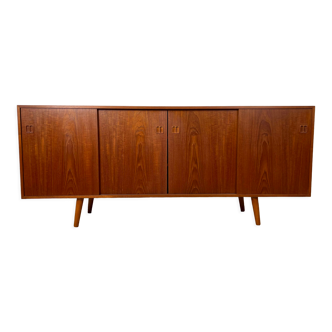 Enfilade scandinave en teck avec 4 portes coulissantes, années 60