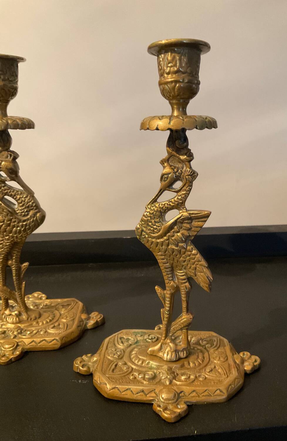 Pair of old bronze candlesticks