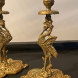 Paire d’anciens bougeoirs en bronze