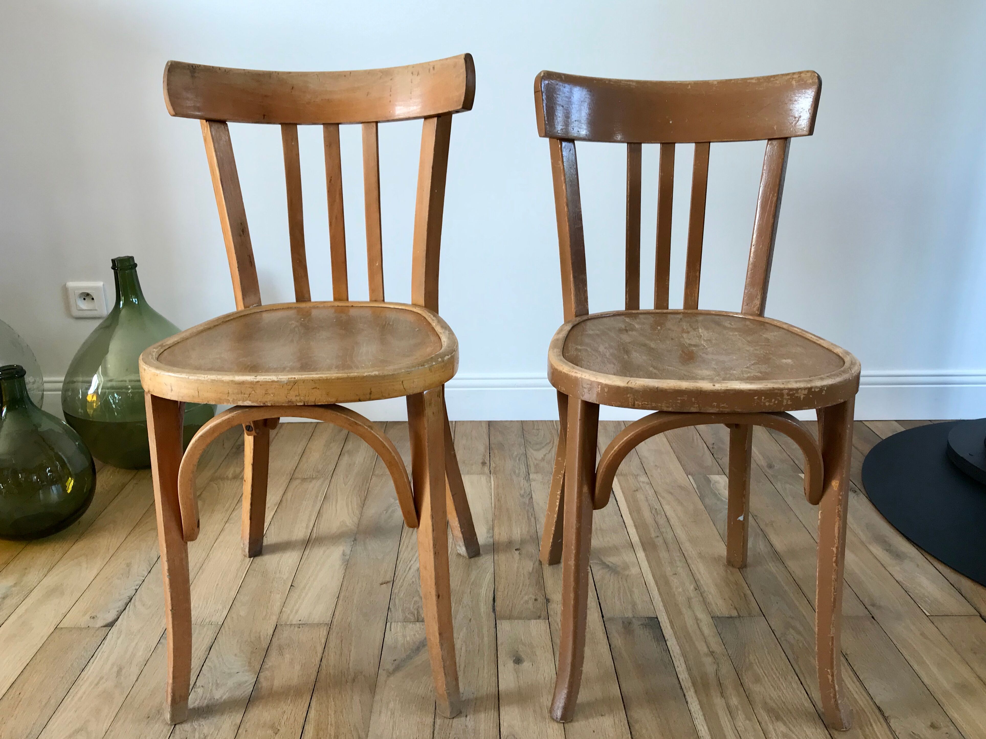 Duo of bistro chairs style Baumann vintage 40s-50s