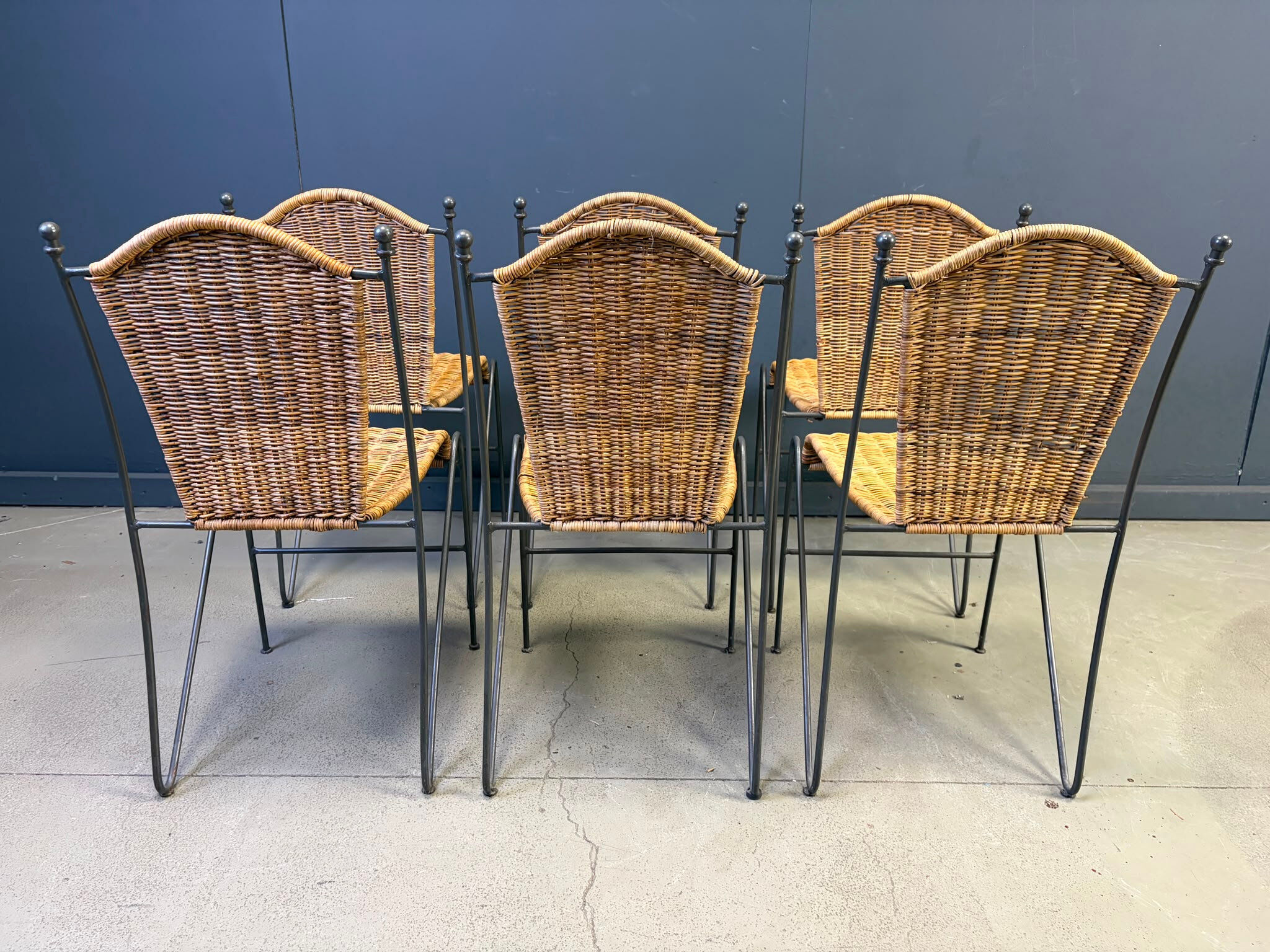 Vintage wicker bistro chairs by Frederik Weinberg, 1960s