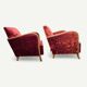 Paire de fauteuils club art déco velours frappé rouge bordeaux 1930