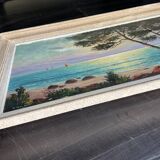 Large oil on canvas marine signed carbu